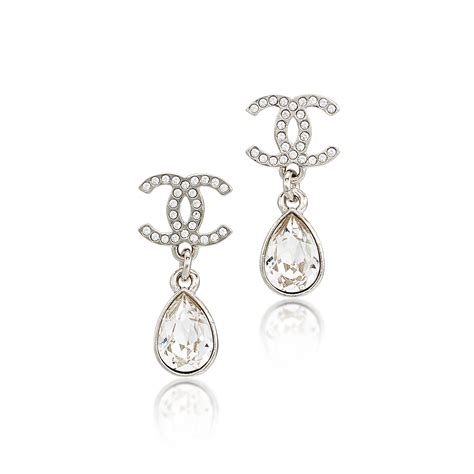 silver Chanel drop earrings